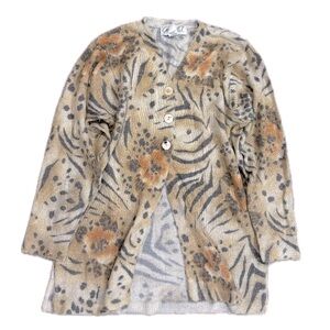 Vintage Gabriella T. Tiger Animal Print Cardigan Sweater